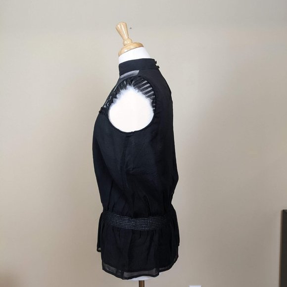 Forever 21 Black Sleeveless Blouse /Top with Ruffles Small - Picture 3 of 16